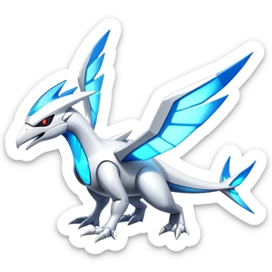 Futuristic Modern Epic Legendary Shiny Cyber-Latios-Latias-Dialga-Reshiram-Creature, (full body) sticker
