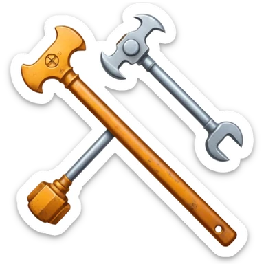 consturction spanner and hammer in a form of cross sticker