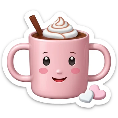 Corazón Light Pink mug of hot chocolate with marshmallows  sticker