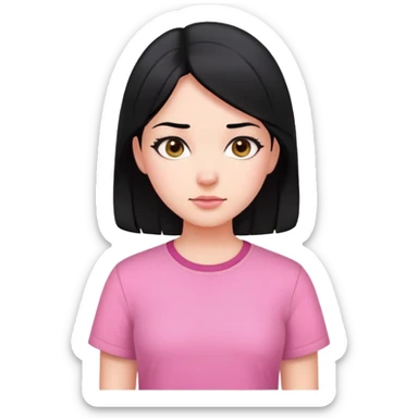 girl with black hair and pink shirt sticker