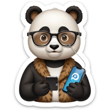a panda who works as social media manager sticker