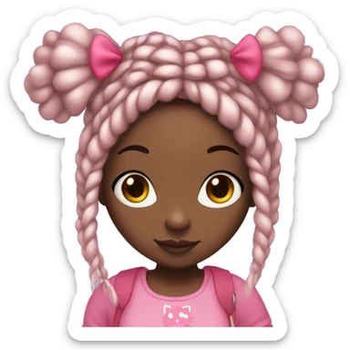 black girl with box braids and a hello kitty headbands sticker