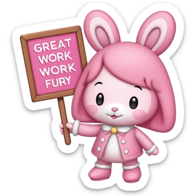 mymelody with sign that says great work sticker