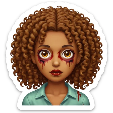 Faça um zumbi, com uma moça parda dos cabelos cacheados  sticker