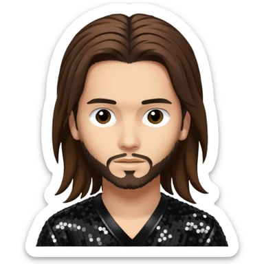 Tom Kaulitz with long brown hair, black sequin outfit  sticker