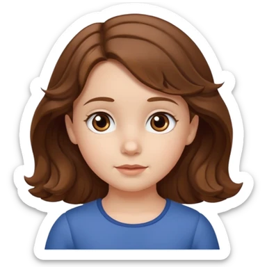 3yr old very white girl with wavy brown hair in front of the sholders and brown eyes sticker