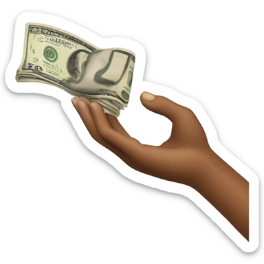 a hand giving money in the form of generosity sticker