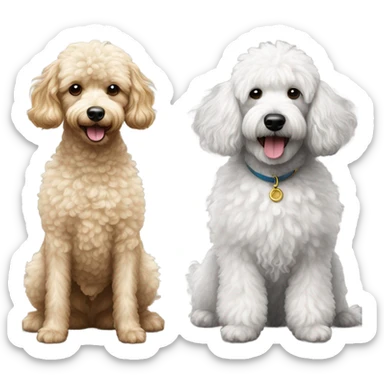 black and white toy poodle with big brown golden doodle sticker