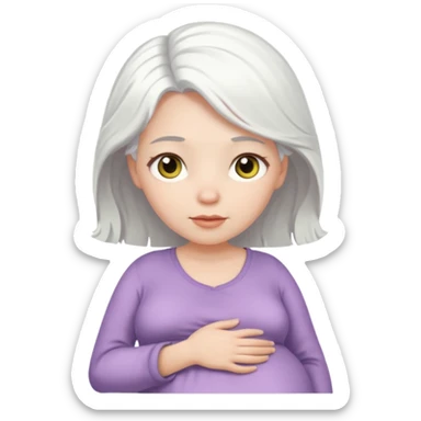 pregnant white woman with white hair sticker