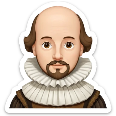 William Shakespeare portrait with elizabethan ruff collar and balding head with hair on sides sticker