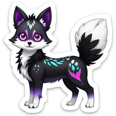 Vibrant edgy gothic Falvie-Fionbri-creature-sparkle-canine-fursona, full body, with random markings sticker