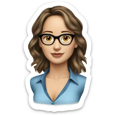 Photo of Brunette Jennifer Lawrence wearing black glasses and blue eyes talking on the phone  sticker