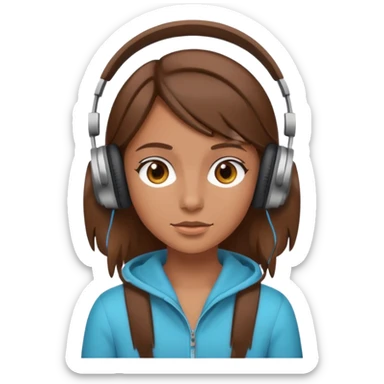 brown haired tan girl with headphones sticker
