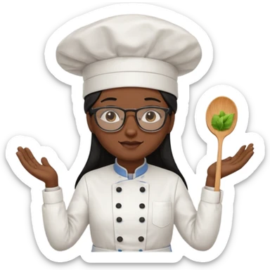 Profesora de pastelería morena con gafas y pelo negro largo sticker