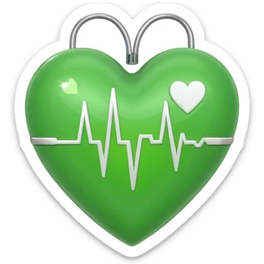 green heart with ECG heartbeat line sticker