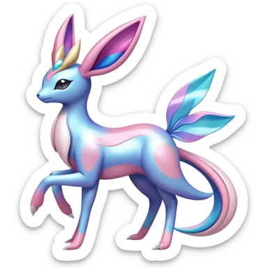 Colorful Shiny Exotic Cresselia-Sylveon-Suicune-Fakémon-hybrid-creature (full body)  sticker