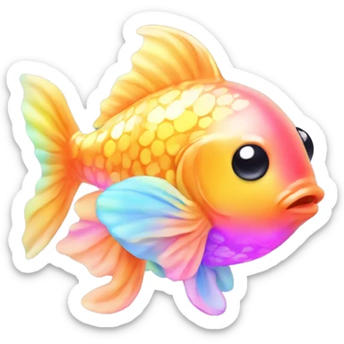 One Kawaii bedazzled pastel neon rainbow goldfish sticker