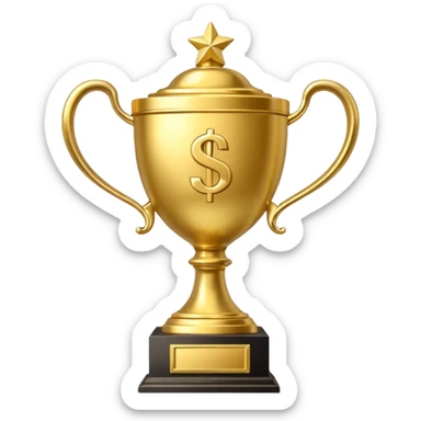 money themed trophy with 10B on it elite  sticker