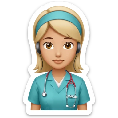 A female office worker who undertakes the work or tasks to respond to the customer's sales request, no head headsets or telephones. Can you add a medical background to better set the context? sticker