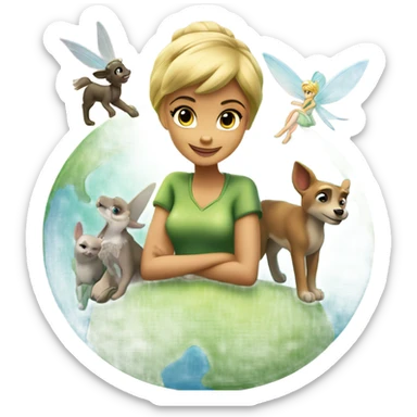 🌍✨ Tinker Bell and her animal friends save the planet through teamwork and care, proving collaboration can overcome any challenge. 🌿🤝 sticker