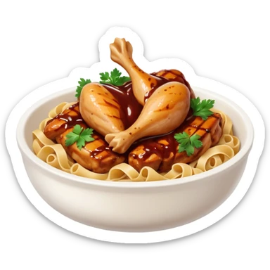 Chicken and barbecue sauce pasta sticker