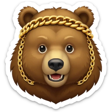 Russian grizzly bear wearing a rapper chain sticker