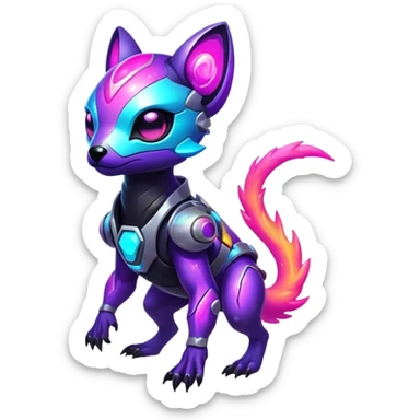 Epic Edgy Cute Colorful Nebula Modern Futuristic Vernid-Protogen-creature-animal, full body sticker