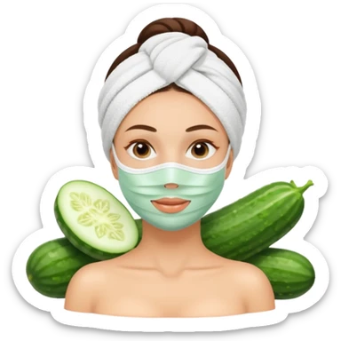 Lady with face mask spa beauty full face relaxing sticker