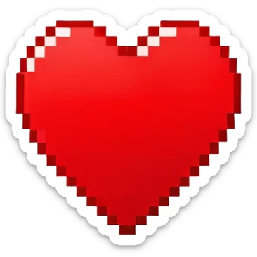 A pixel art emoji of a heart, rendered in a retro 8-bit style with simple, bold colors. sticker