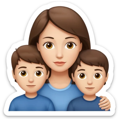  Light brunette beautiful mom with 3 sons sticker