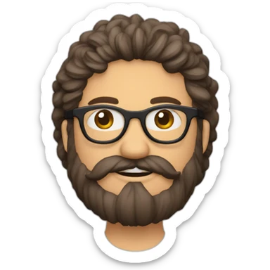 paysan brun barbu lunettes rondes sticker