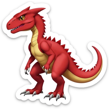  Cool Edgy Maroon Guilmon-Charmeleon-Digimon-Fakemon-Velociraptor full body sticker