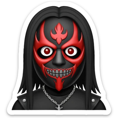 Um emoji gotico com a máscara de espinhos do integrante do slipknot joey jordison sticker
