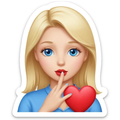 Une femme blonde yeux bleus qui envoi un bisous cœur sticker