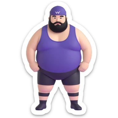 White skin fat guy with black durag and black beard in wrestling singlet sticker