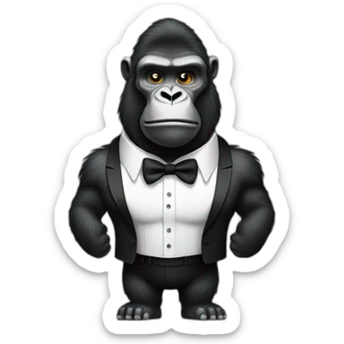 BODYBUILDER GORILLA white tie sticker