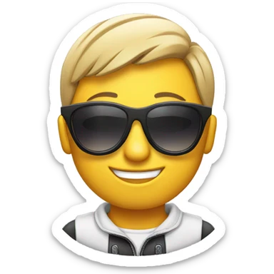 cool smiling with sunglasses holding a fie sticker