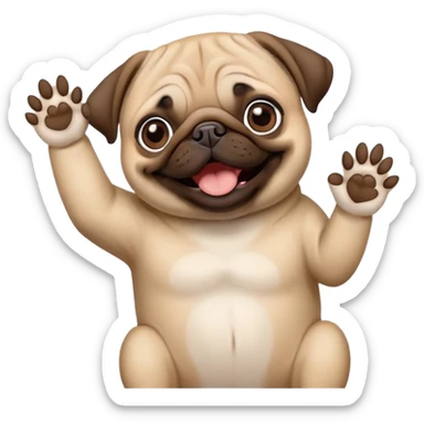 pug waving his paw sticker