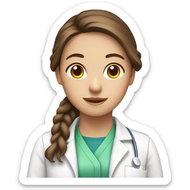 Brown haired girl with fair skin working in pharmacy  sticker