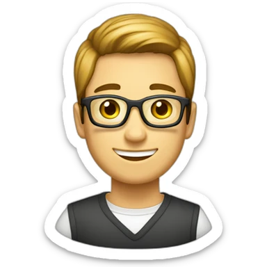 imagen estilizada de un estudiante lleno de libros y muy alegre sticker