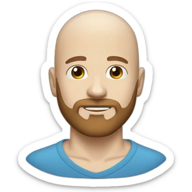 Bald white guy blue eyes short brown beard sticker