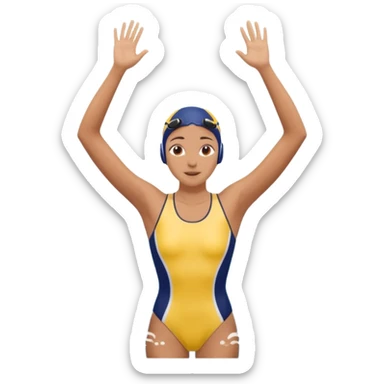 A swimmer is about to dive into the pool. She is in the pose of diving in the air with the hands above the head sticker