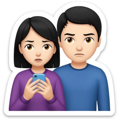 girl black hair ignore boy sticker