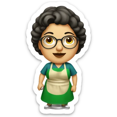 mexican chubby lady green apron  with glasses cooking tacos sticker