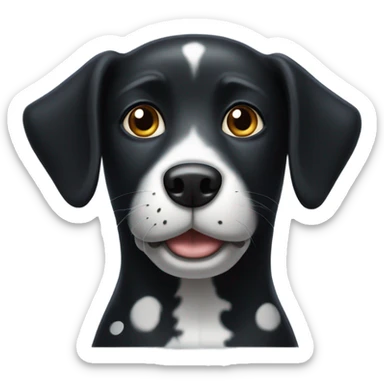 Black dog with white spots and a white spot in the middle of its head sticker