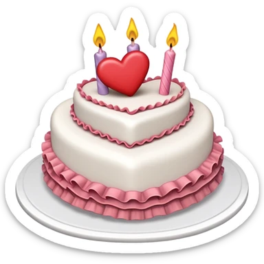 Heart shaped birthday cake with ruffle design sticker