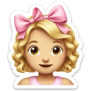 The cutest smiley face innocent little girl with a pink bow  sticker