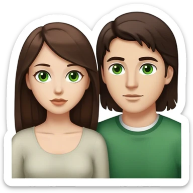couple White man brown eyes and short dark BROWN hair and white woman with long brown hair and green eyes sticker
