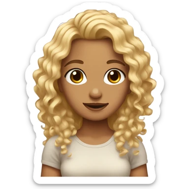 cute girl with blonde curly hair and tan skin sticker