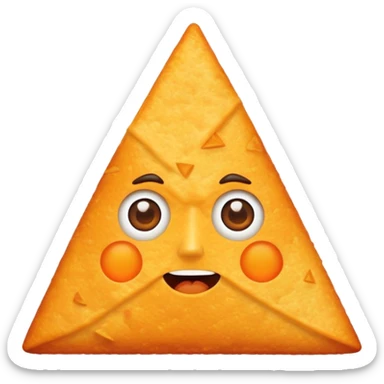 a Dorito with a face sticker